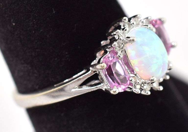 Absolutely Stunning 10K White Gold Multi-Gemstone Ring