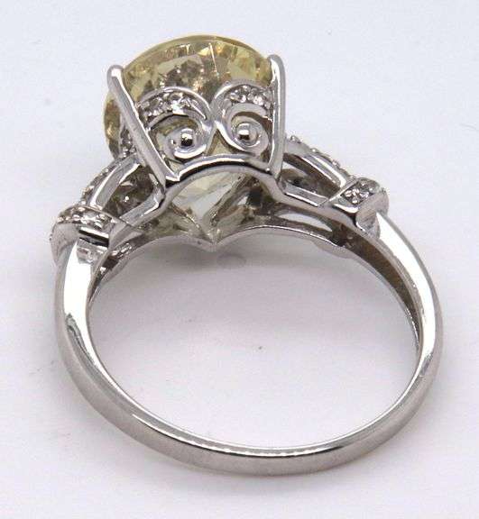 Sterling Silver Pear Shaped Yellow Cubic Zirconia Ring