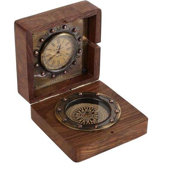 Vintage Clock Compass Box