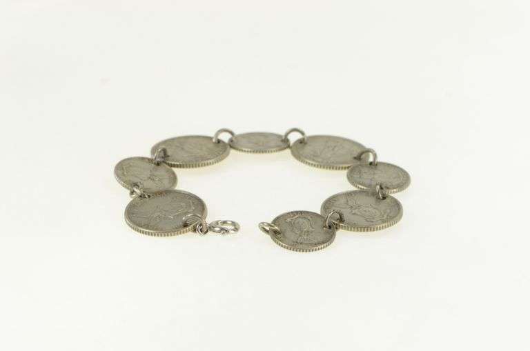 Sterling Silver 1944 D 10 20 Centavo Philippines Coin Bracelet