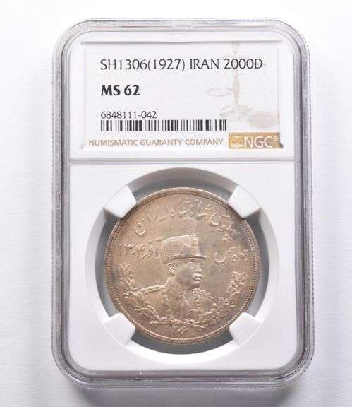 MS62 SH1306 (1927) Iran 2000 Dinars NGC