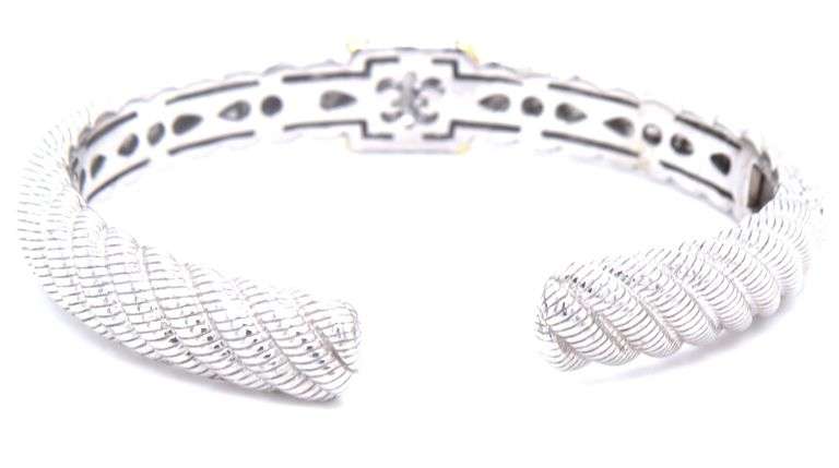 Judith Ripka 925 sterling silver cubic zirconia cuff bangle