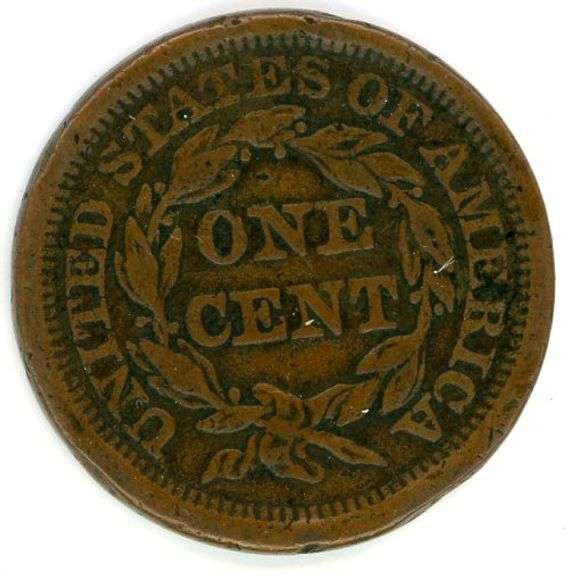 1854 Braided Hair Large Cent in VG+