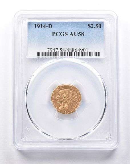 AU58 1914-D $2.50 Indian Head Gold Quarter Eagle PCGS