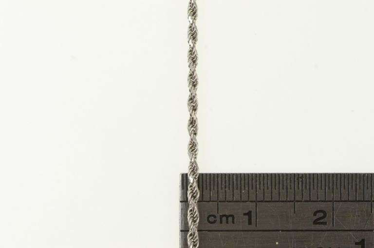 14K White Gold 1.5mm Rolling Rope Twist Link Chain Necklace