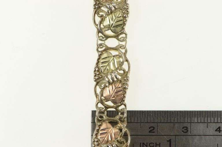 Sterling Silver Black Hills Gold 12K Leaf Vintage Bracelet