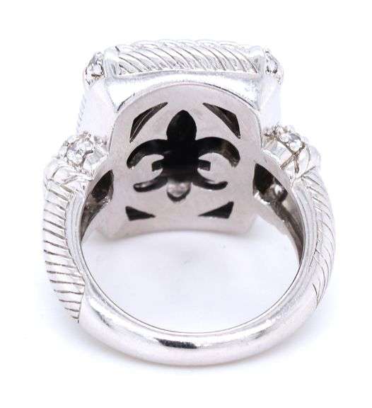 Judith Ripka emerald cut black onyx ring in 925 sterling silver