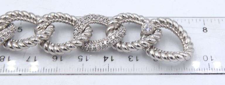 Signed Judith Ripka cubic zirconia link bracelet