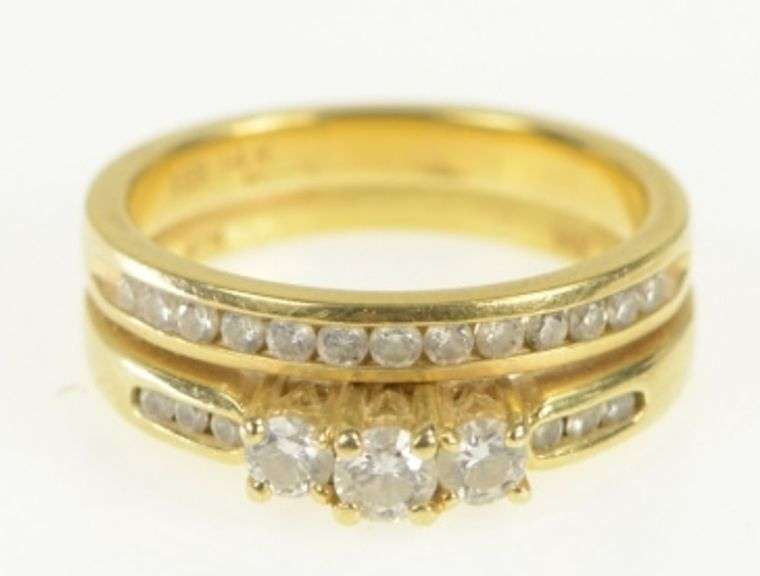 14K Yellow Gold 0.50 Ctw Diamond Engagement Bridal Set Ring