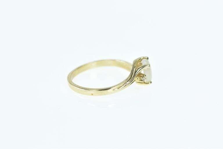 10K Yellow Gold Vintage Opal Diamond Accent Bypass Ring