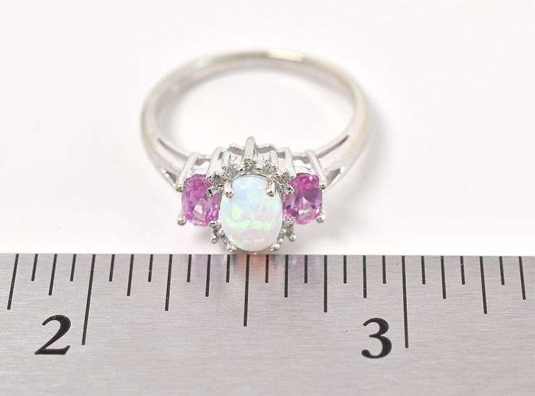 Absolutely Stunning 10K White Gold Multi-Gemstone Ring
