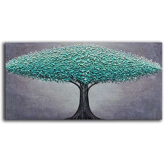 Oil on Canvas: Emerald Canopy Abstract Painting