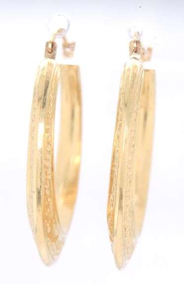 14kt Yellow gold Greek style hoop earrings
