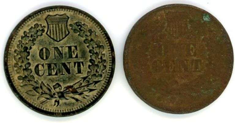 Two Different Indian Head Cents: 1865 & 1866