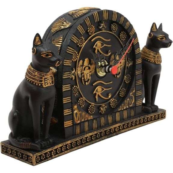 Twin Goddess Bastet Table Clock