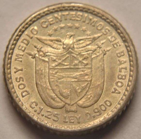 1904 Panama "Pill" 2 1/2 Centesimos Silver Coin