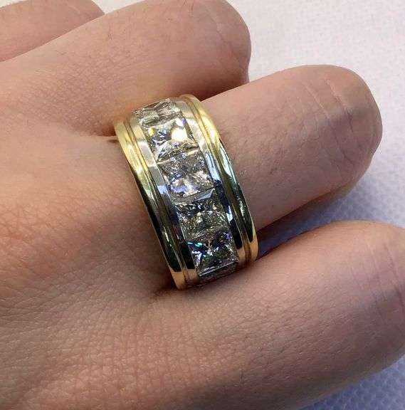GORGEOUS AND ELEGANT 14K YELLOW GOLD PRINCESS CUT MEN’S DIAMOND RING