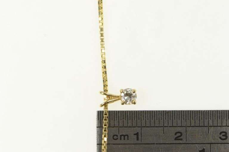 14K Yellow Gold 0.10 Ct Diamond Solitaire Box Chain Necklace