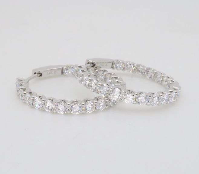 4.18CTW Inside Out Diamond Hoop Earrings