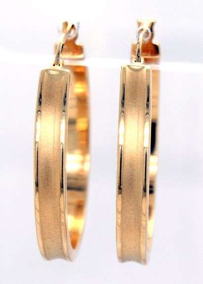 14kt Yellow gold wide hoop earrings