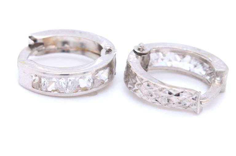 3 Pairs of 14kt white gold earrings