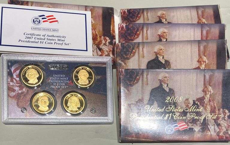 5 US $1 Presidential Proof Sets