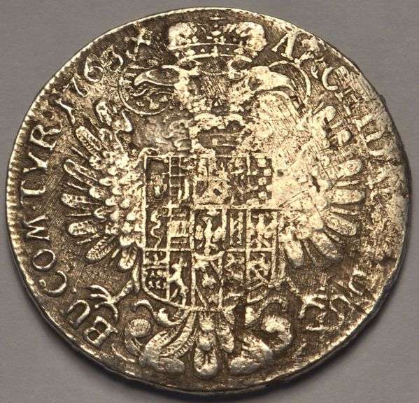 1763 Austrian Empire Maria Theresia Thaler Silver Coin
