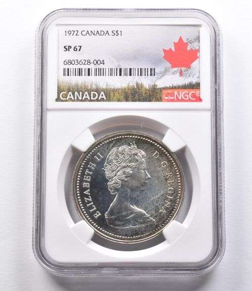 SP67 1972 Canada Silver Dollar NGC Beautifully Toned