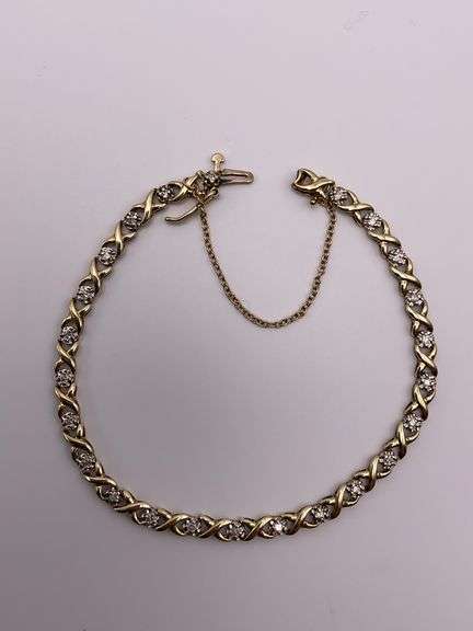 5.3g 10k Yellow Gold XO Diamond Bracelet 7"
