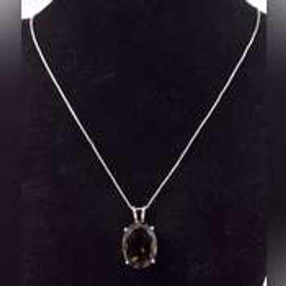 Famous 925 Smokey Quartz Pendant Necklace