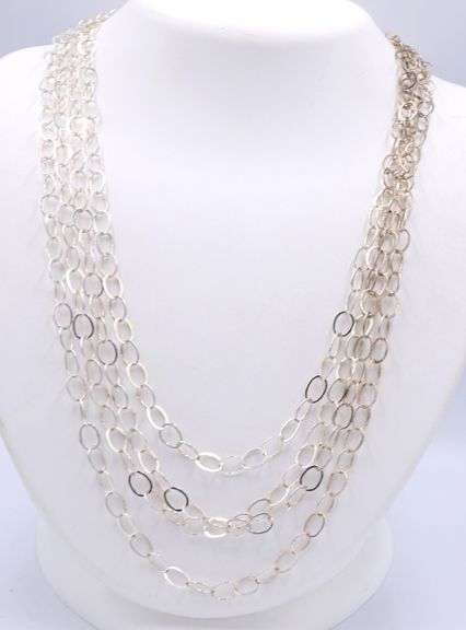 Vintage 925 sterling silver circle link chain necklace