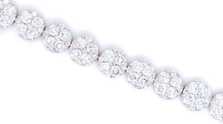 18kt White gold 12.16ctw diamond cluster bracelet
