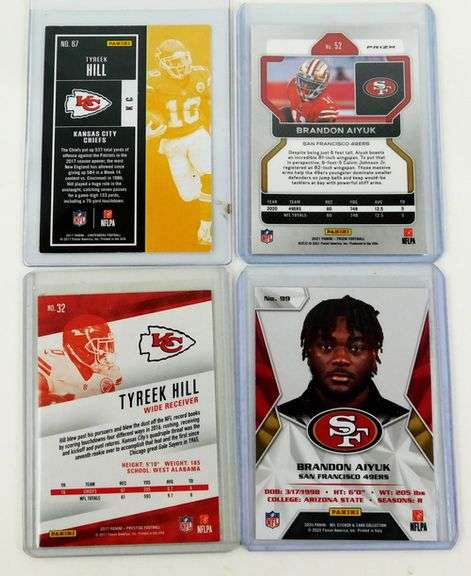2 Chiefs & 2 49er's Football Cards