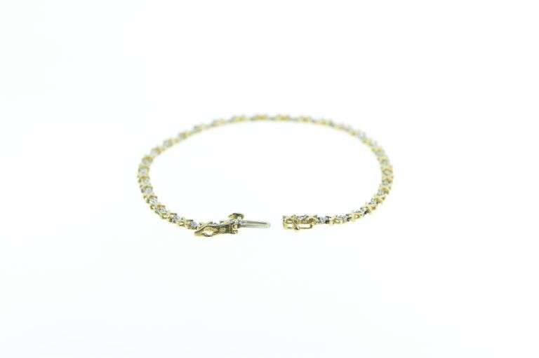 10K Yellow Gold Diamond X Criss Cross Vintage Tennis Bracelet