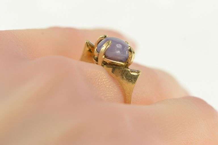 14K Yellow Gold 4.10 Ctw Star Sapphire Diamond Retro Ring