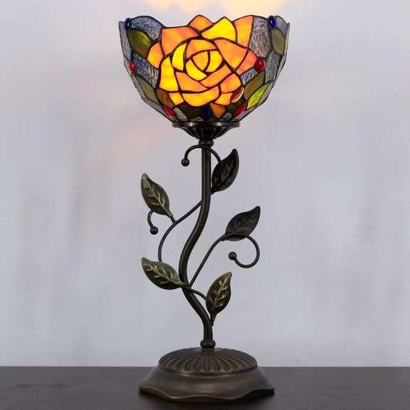 Legacy Tiffany Rose Stained Glass Lamp
