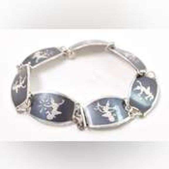 Fancy 925 SIAM Black Enamel Thia Dancer Bracelet