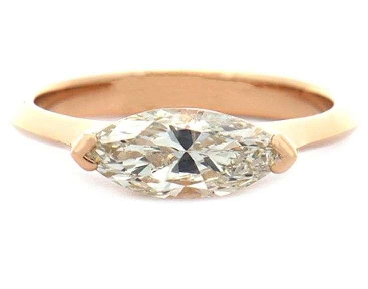 1.03ct Marquise Cut Diamond East West Solitaire Ring in 18K