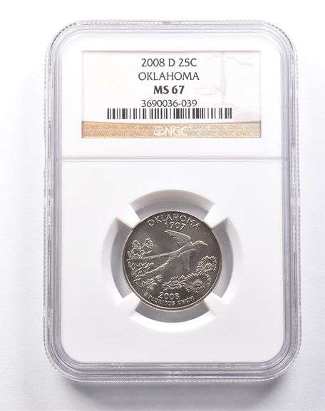 MS67 2008-D Washington State Quarter Oklahoma NGC