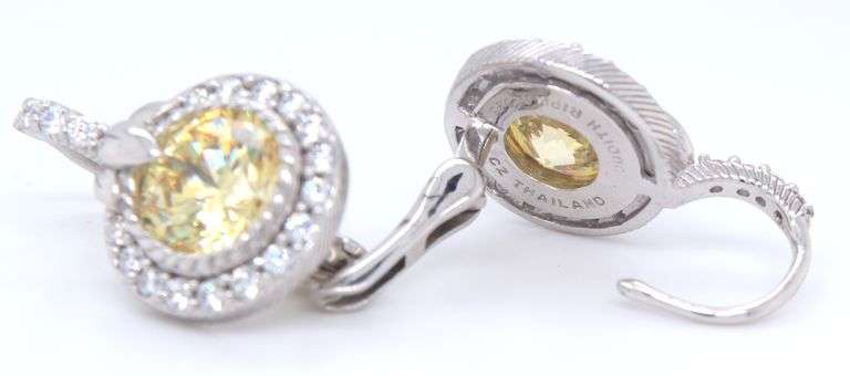 Judith Ripka CZ earrings and Citrine heart shaped pendant