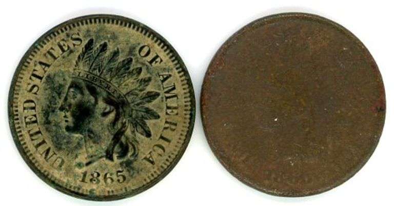 Two Different Indian Head Cents: 1865 & 1866