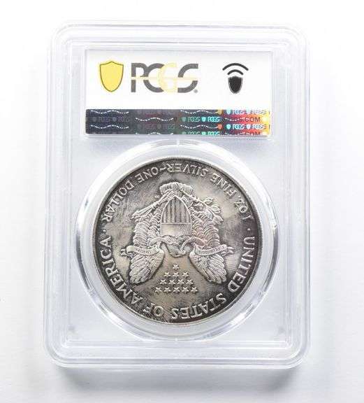 MS66 2003 American Silver Eagle PCGS Beautiful Blue/Purple Toning