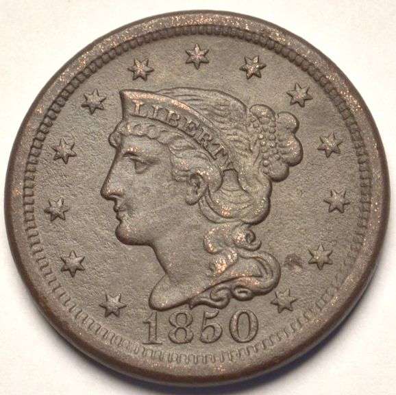 1850 Braided Hair Large Cent
