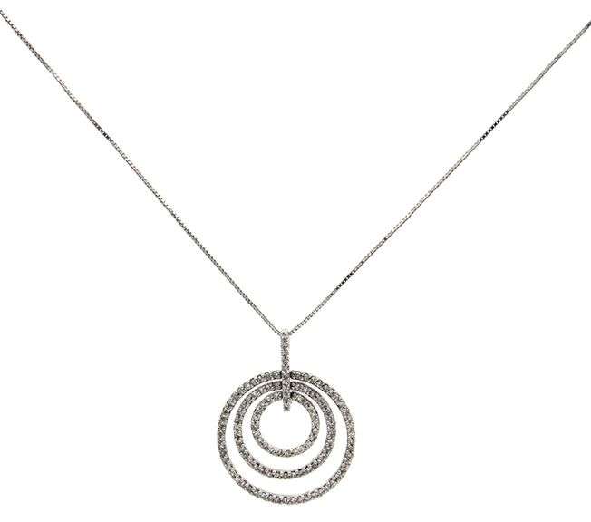 0.30ctw Diamond Triple Circle Open Pendant Necklace in 14K
