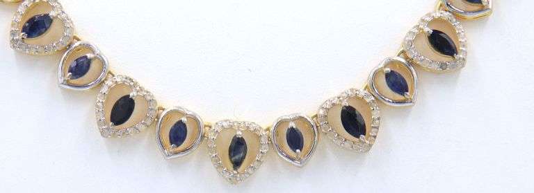 Natural Sapphire & Diamond Necklace.