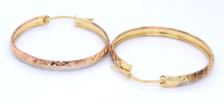 14kt Tri color gold hoop earrings