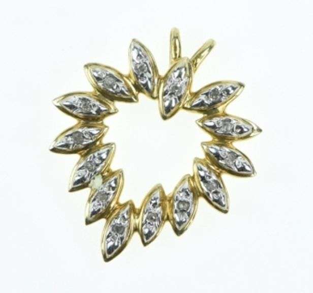 10K Yellow Gold Heart Diamond Love Symbol Vintage Pendant