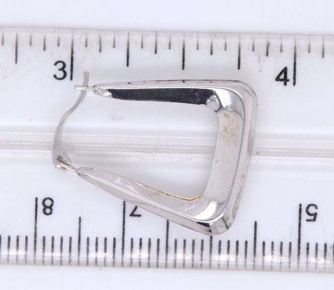 14kt White gold Triangle hoop earrings