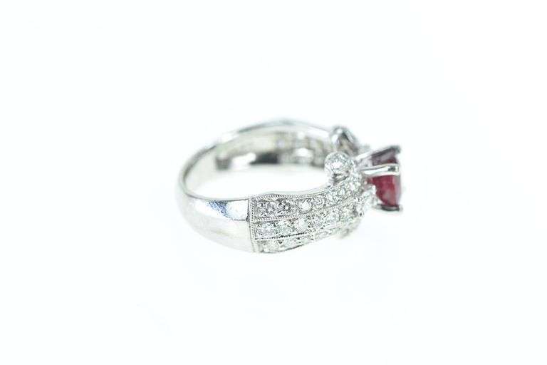18K White Gold 2.13 Ctw Ruby Diamond Engagement Ring
