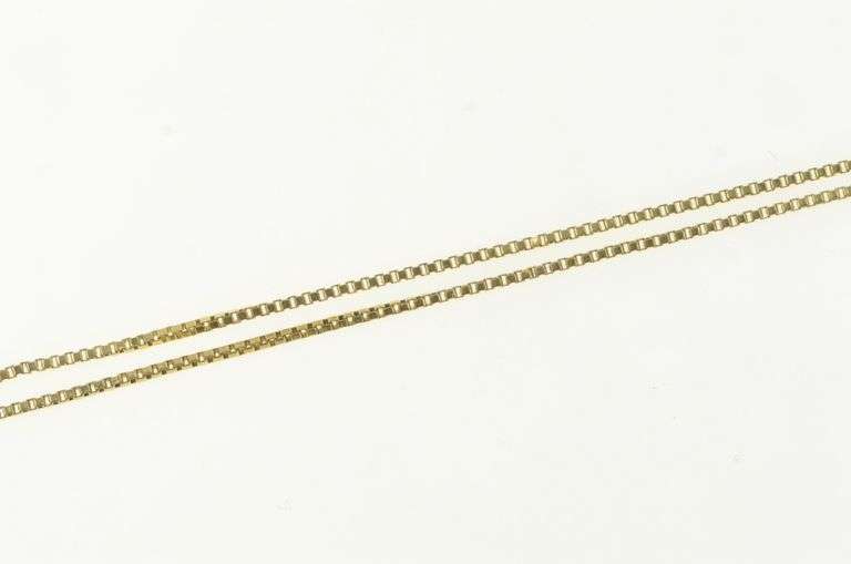 14K Yellow Gold 0.8mm Square Chain Classic Box Link Necklace